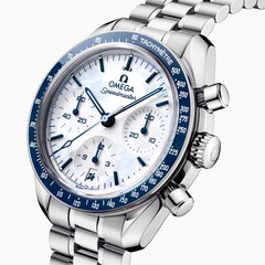 Az Omega Speedmaster Milano Cortina 2026 lakkozott fehér számlapja (Kép forrása: Omega)