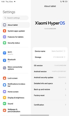 Xiaomi Redmi Pad SE 8.7 szoftver