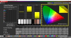 CalMAN ColorChecker (Profil: Natív, Cél színtér: P3)