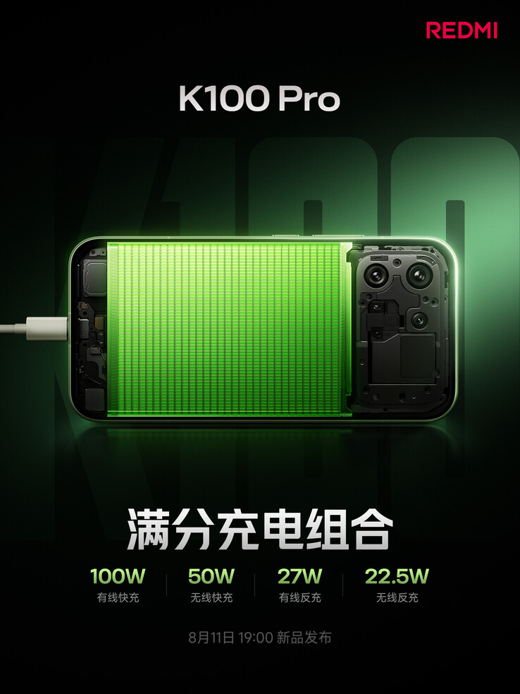 A Redmi K100 Pro akkumulátorának adatai.