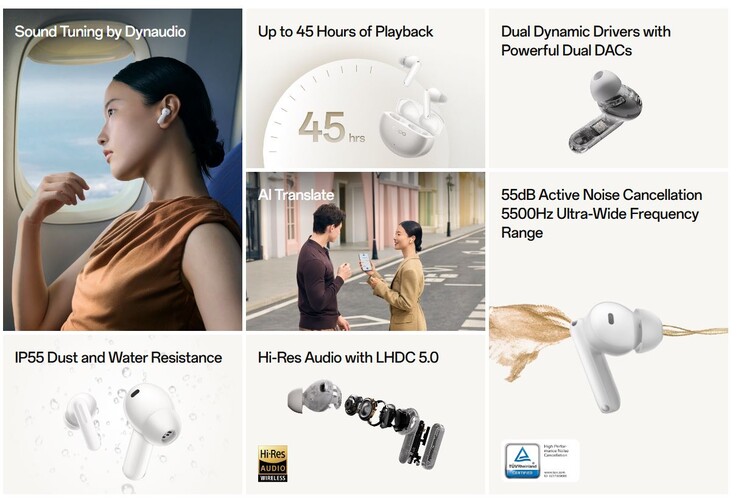 Az Enco X3s vezeték nélküli fejhallgató kettős meghajtóval és nagy felbontású hanggal rendelkezik az LHDC 5.0-n keresztül (Kép forrása: Oppo)