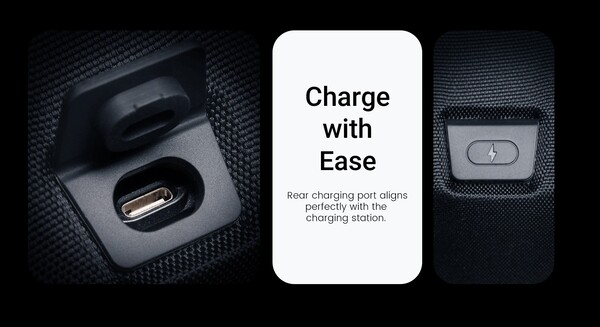 A GameSir G7 Pro hordtáska hátoldalán töltőport található. (Kép forrása: GameSir)