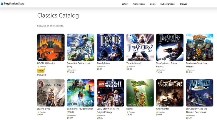 A PS Plus Prémium klasszikusok válogatása (Kép forrása: screenshot, PlayStation Store)