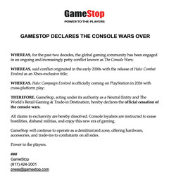 A GameStop szatirikus nyilatkozatának képernyőmentése az X-en (kép forrása: GameStop X)