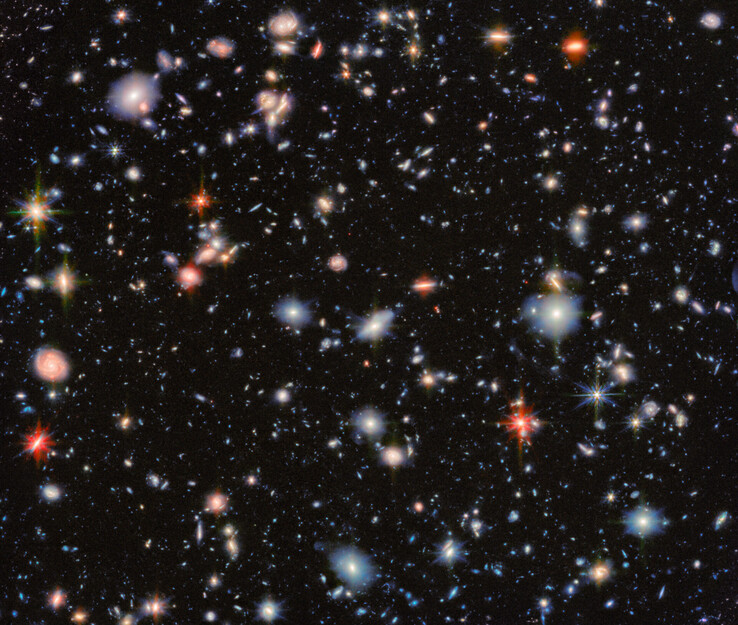 A JWST által a HUDF-ről készített legújabb és legtisztább kép (Kép forrása: NASA, ESA, és CSA)