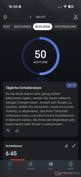 Alváskövetés a Zepp alkalmazásban...