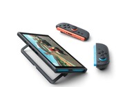 A Nintendo Switch 2 állványon, levett Joy-Con-okkal.