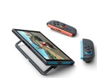 A Nintendo Switch 2 állványon, levett Joy-Con-okkal.