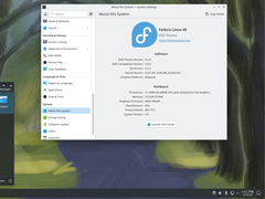 A Fedora Linuxot futtató asztali környezet képen.