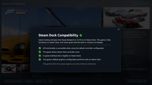 Forza Horizon 6 Steam Deck ellenőrzött értékelés