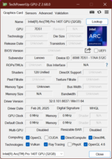 GPU-Z Intel ARC Graphics 140T Intel ARC Graphics 140T