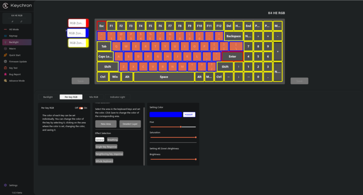 A Lemokey és a Keychron Launcher webes illesztőprogramok új, billentyűkönkénti RGB-beállításai komolyabb testreszabási lehetőségeket tesznek lehetővé. (Kép forrása: Notebookcheck)