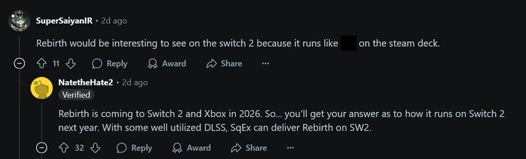 NateTheHate2 kiszivárgott a Final Fantasy 7 Rebirth Switch 2 és Xbox megjelenési dátuma (Kép forrása: screenshot, GamingLeaksandRumours suvbreddit)