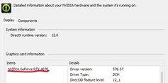 Képernyőkép az Nvidia GPU lapjáról az Nvidia Vezérlőpult Rendszerinformáció szakaszában Windows 11 alatt (Kép forrása: Windows Screen Capture)