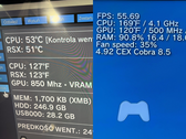 A PS3 RSX GPU-ját és CELL CPU-ját 850 MHz-re, illetve 4,1 GHz-re túlhajtva mutatja (kép forrása: Modyfikator89 on X)