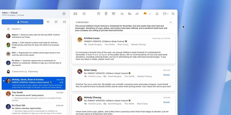 a macOS 15.4 átdolgozza a Apple's Mail alkalmazás dizájnját. (Kép forrása: 9to5Mac)
