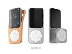 A Sidephone SP-01 (a képen) a Sundial billentyűzettel és a szilikon tokkal. (Kép forrása: u/gosidephone via r/sidephone)