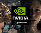 Nvidia Gamescom 2025 banner, amely az új DLSS 4 játékokat mutatja (Kép forrása: Nvidia, Gamescom szerkesztéssel)