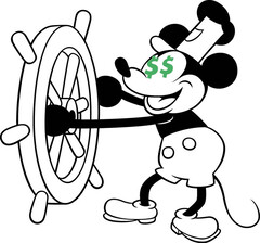 A Disney ismét emeli a streaming-szolgáltatásainak árait, alig egy évvel a legutóbbi áremelés után. Mickey egér a képen. (Kép: Steamboat Willy a Disney-től [in public domain] w/ szerkesztve)
