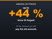 Ábra, amelyből kitűnik, hogy az Amazon a listaárakat akár 44 százalékkal emelte, míg a pénztárnál fizetendő árak változatlanok maradtak