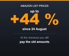 Ábra, amelyből kitűnik, hogy az Amazon a listaárakat akár 44 százalékkal emelte, míg a pénztárnál fizetendő árak változatlanok maradtak