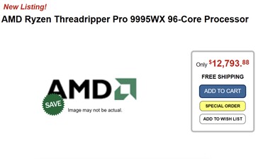 A Ryzen Threadripper PRO 9995WX Provantage listája. (Kép forrása: Provantage via VideoCardz)