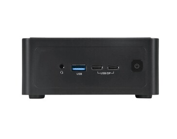 A NovaCustom NUC Box mini PC elülső be- és kivezetése. (Kép forrása: NovaCustom)