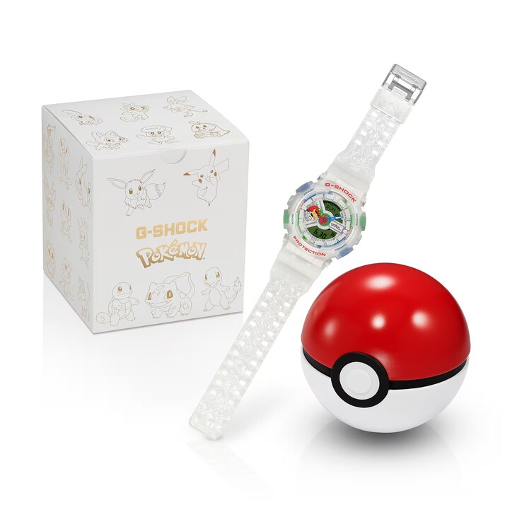 A limitált kiadású óra egy egyedi gyűjtői dobozban és egy Poké Ball alakú vitrinben kerül kiszállításra.