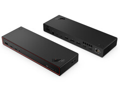 A Lenovo új Thunderbolt 5 dokkolója viszonylag kompaktnak tűnik a benne található portokat tekintve. (Kép forrása: via Evan Blass)