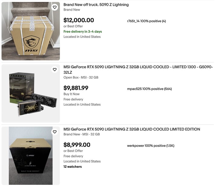 az RTX 5090 Lightning Z-re vonatkozó eBay-es hirdetések éppen olyan őrültek, mint amilyenre számítani lehetett.