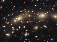 A James Webb és a Hubble űrteleszkópokkal készített felvétel a MACS J0416 galaxishalmazról (Kép forrása: NASA, ESA, CSA, STScI)