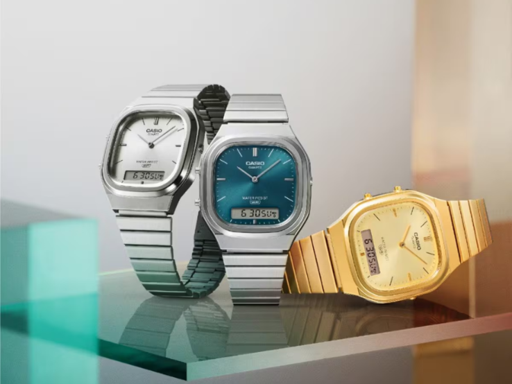 A Casio AQ-240E-7A (balra), AQ-240E-3A (középen) és AQ-240EG-9A (jobbra) órák. (Kép forrása: Casio)