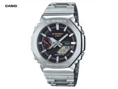 A Casio G-Shock GM-B2100SD-1C (a képen) fekete számlapot tartalmaz, ezüstszínű acél tokkal. (Kép forrása: Great G-Shock World)