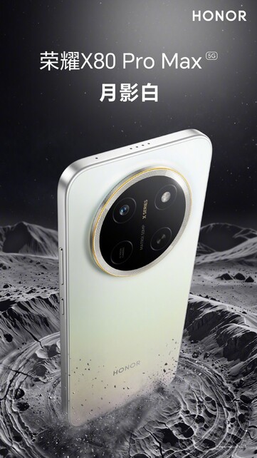 Az „ Honor ” X80 Pro Max „Moonlight White” színben.