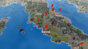 A képen: Játékmenet-képernyőkép az Aggressors: Ancient Rome című játékból.