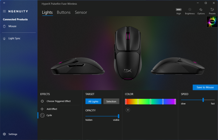 HyperX Ngenuity alkalmazás: RGB effektek