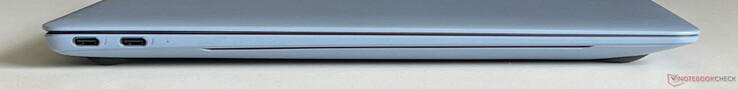 Balra: 2x USB-C 4.0 Thunderbolt 4 (40 Gbit/s, DisplayPort, Power Delivery)