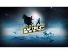 A Steam Star Wars Day Sale promóciós képe, melyen Darth Vade és Luke Skywalker fénykard csatát vívnak, a tetején promóciós szöveggel. (Kép forrása: Steam)