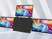 A képen az Acer PD163Q-P3 hordozható monitor látható, amelynek középső részét három, oldalain elhelyezett 1080p felbontású, 15,6 hüvelykes kijelző veszi körül 