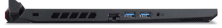 Left side: Cable lock slot, Gigabit Ethernet, 2x USB 3.2 Gen 1 (Type-A), combo audio
