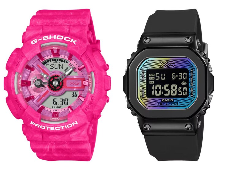 A Casio G-Shock GMA-S110XG-4A (balra) és GM-S5600XG-1 (jobbra)