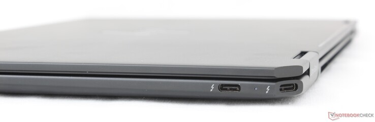 Jobbra: 2x USB-C (40 Gbps) w/ Thunderbolt 4 + Power Delivery + DisplayPort 2.1