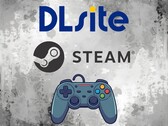 DLsite és Steam logók a kontroller felett (Kép forrása: DLsite, Steam szerkesztéssel)