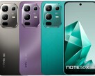Az Infinix Note 50x 5G tengerzöld, elvarázsolt lila és titánszürke színváltozatokban kapható (Kép forrása: Infinix)
