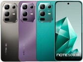 Az Infinix Note 50x 5G tengerzöld, elvarázsolt lila és titánszürke színváltozatokban kapható (Kép forrása: Infinix)