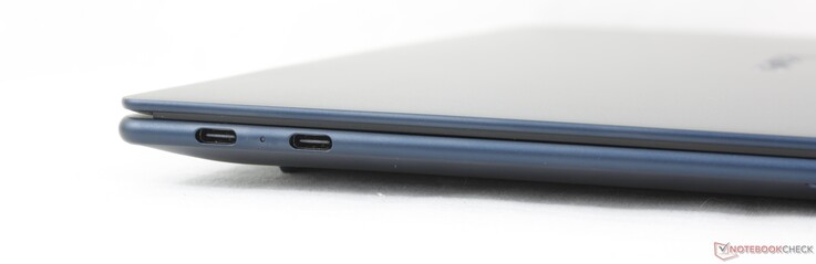 Bal oldalon: 2 db USB-C 4.0 csatlakozó DisplayPort 1.4-es interfésszel és Power Delivery támogatással