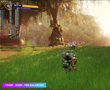 A Ratchet & Clank: Rift Apart 1440p-s felbontáson fut, FSR Balanced beállítással a Steam Machine-en