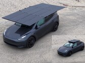 A Dartsolar 2000 wattos, összecsukható napelemes tetőcsomagtartó prototípusa EV-khez. (Kép forrása: Dartsolar)
