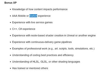 Sledgehammer Games Call of Duty álláshirdetés Switch-referenciával (Kép forrása: screenshot, Activision Careers)