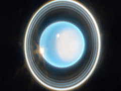 A NASA James Webb Űrteleszkópja által készített nagyított kép az Uránuszról (A kép forrása: NASA, ESA, CSA és STScI; vágott kép)